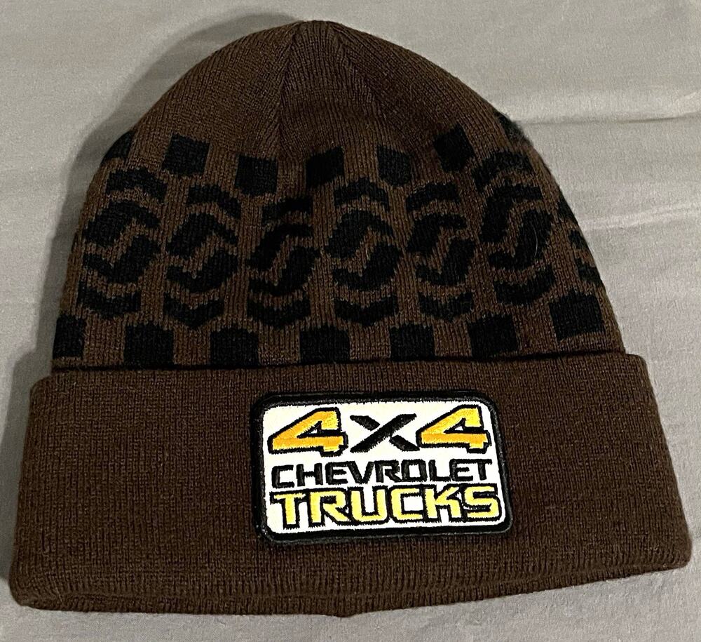 Chevrolet Trucks 4x4 Beanie GM Licensed Knit Hat Brown Tire Tread Chevy